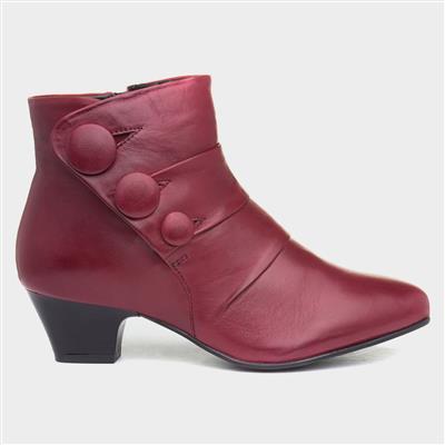 Prancer Womens Red Leather Ankle Boot