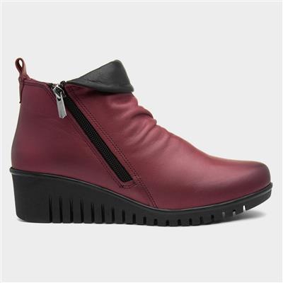 Cordelia Womens Bordeaux Leather Ankle Boot