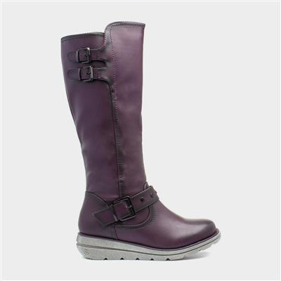 Erica Womens Purple Buckle Boot