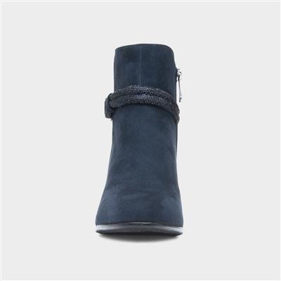 Comb Womens Navy Block Heel Boot