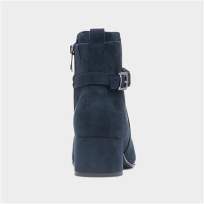 Comb Womens Navy Block Heel Boot