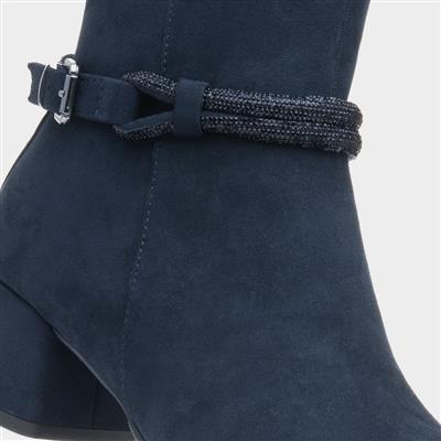 Comb Womens Navy Block Heel Boot