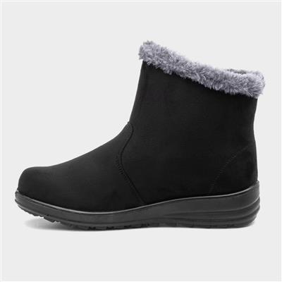 Olivia Womens Black Faux Fur Boot