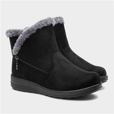 Olivia Womens Black Faux Fur Boot
