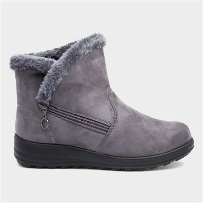 Olivia Womens Grey Faux Fur Boot