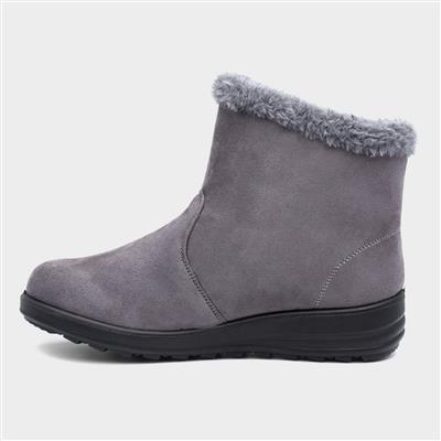 Olivia Womens Grey Faux Fur Boot