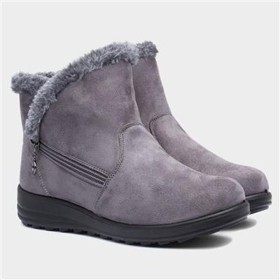 Olivia Womens Grey Faux Fur Boot