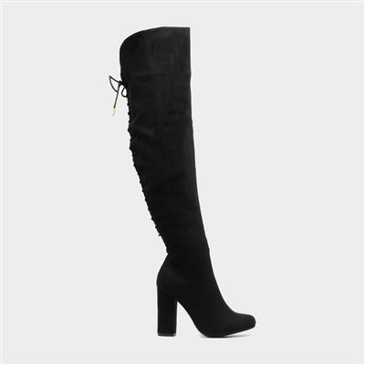 Ariana Womens Black Lace-Up Boot