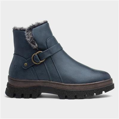 Laurel Womens Blue Fur Lined Boot