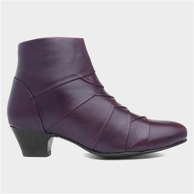 Tara Womens Purple Leather Ankle Boot