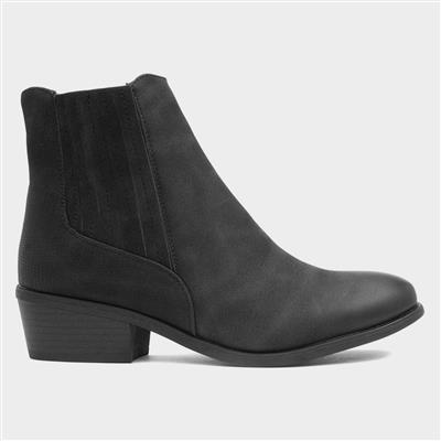 Womens Black Zip Ankle Boot