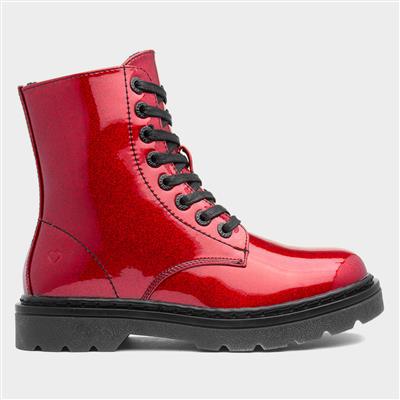 Justina Womens Red Glitter Boot