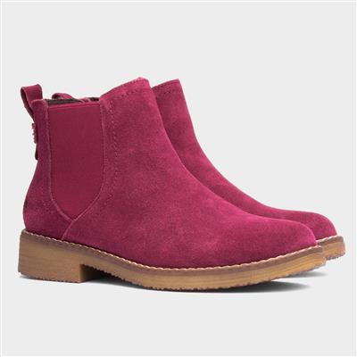 Hush Puppies Maddy Womens Red Leather Boots-189727 | Shoe Zone