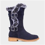 Hush Puppies Megan Womens Navy Leather Calf Boot (Click For Details)