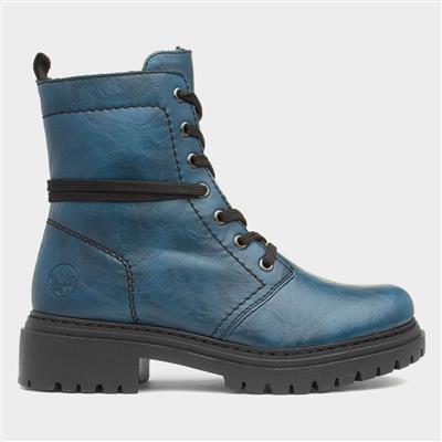 Womens Blue Fleece Lined Ankle Boot