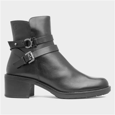 Womens Black Leather Ankle Boot