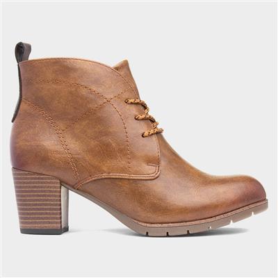 Womens Brown Lace Up Ankle Boot