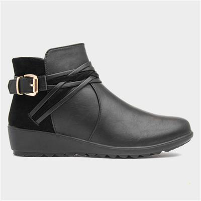 Norma Womens Black Wedge Ankle Boot