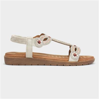 Arraso Womens Beige Diamante Sandal