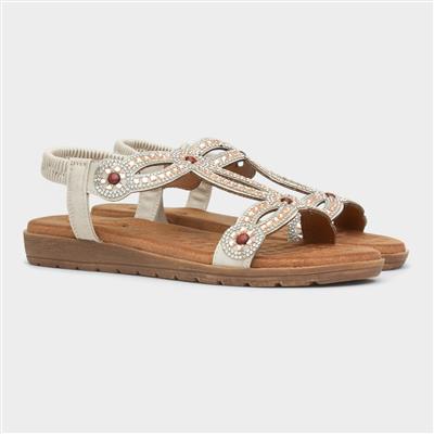 Arraso Womens Beige Diamante Sandal