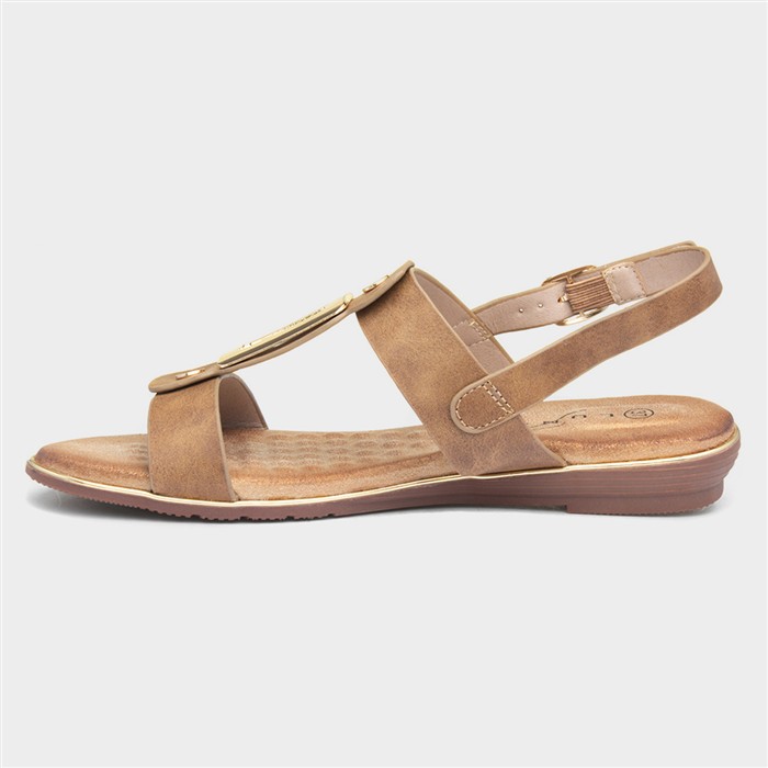 Adora Womens Tan Slingback Buckle Sandal
