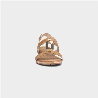Adora Womens Tan Slingback Buckle Sandal