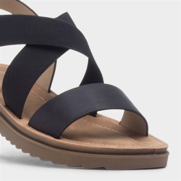 Womens Black Wide Fit Sandal
