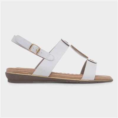Adora Womens White Slingback Buckle Sandal