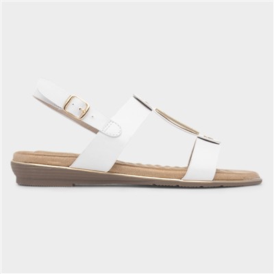 Adora Womens White Slingback Buckle Sandal