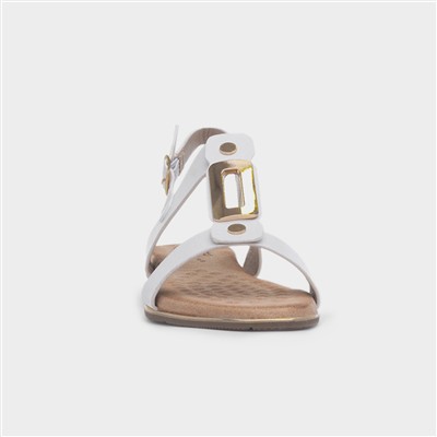 Adora Womens White Slingback Buckle Sandal