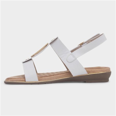 Adora Womens White Slingback Buckle Sandal