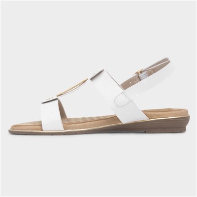 Adora Womens White Slingback Buckle Sandal
