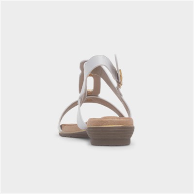 Adora Womens White Slingback Buckle Sandal