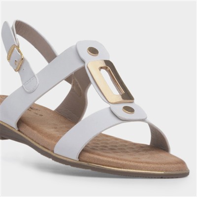 Adora Womens White Slingback Buckle Sandal