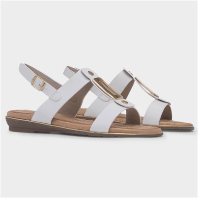 Adora Womens White Slingback Buckle Sandal