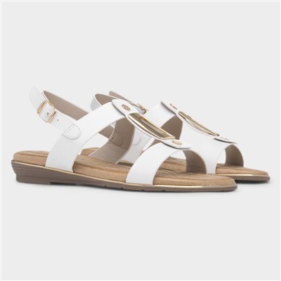 Adora Womens White Slingback Buckle Sandal