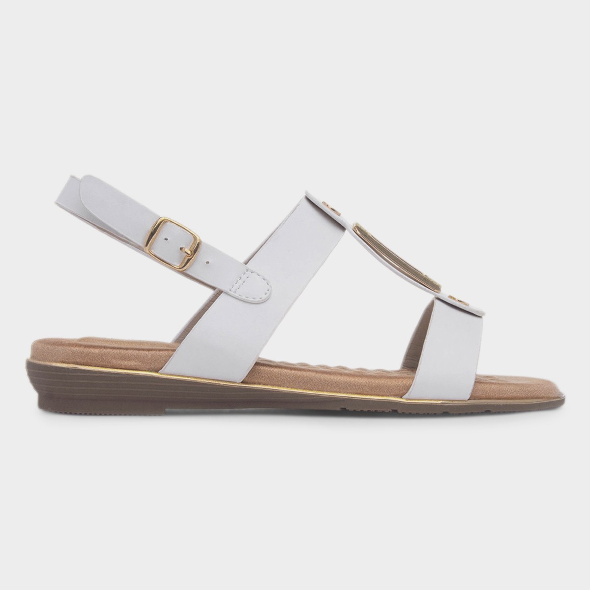 Adora Womens White Slingback Buckle Sandal