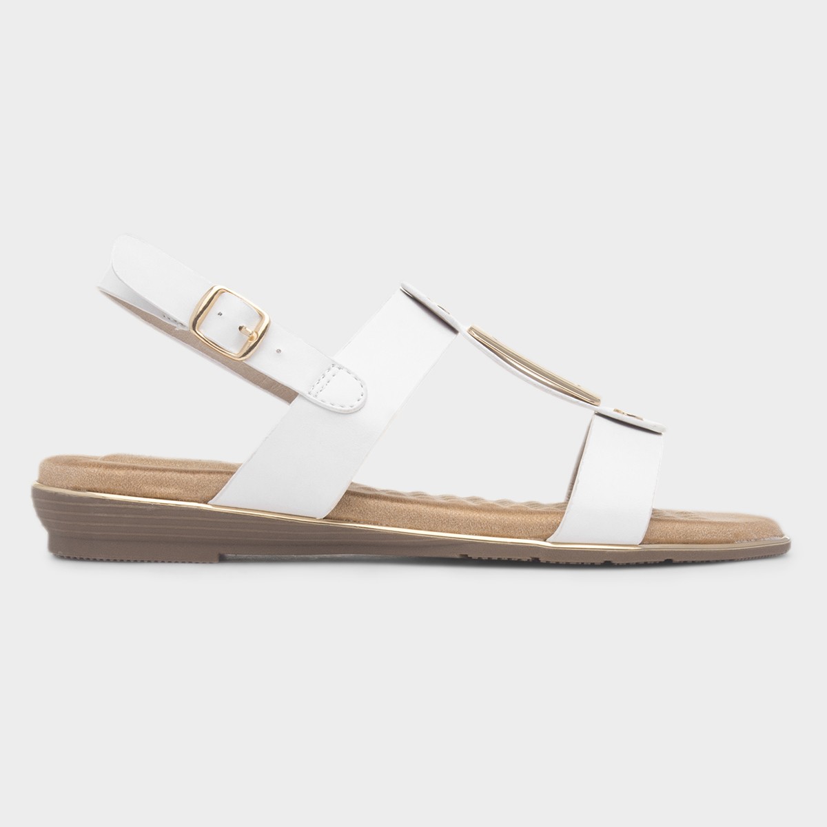 Adora Womens White Slingback Buckle Sandal