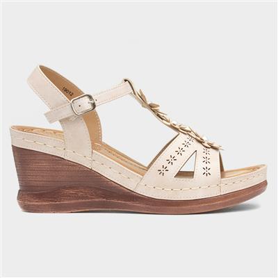 Barbuda Womens Beige Wedge Sandal