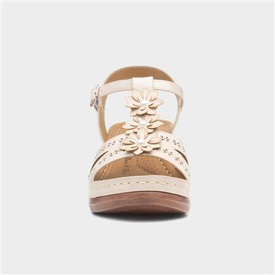 Barbuda Womens Beige Wedge Sandal