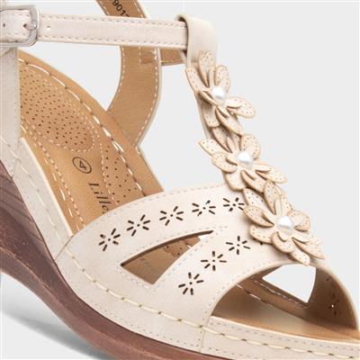 Barbuda Womens Beige Wedge Sandal