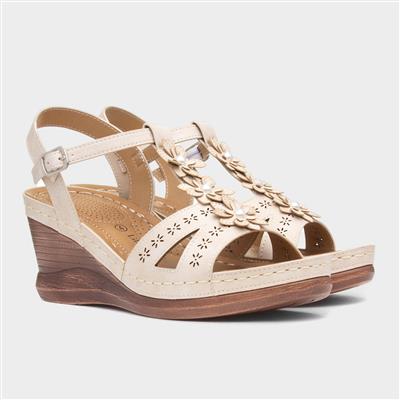 Barbuda Womens Beige Wedge Sandal