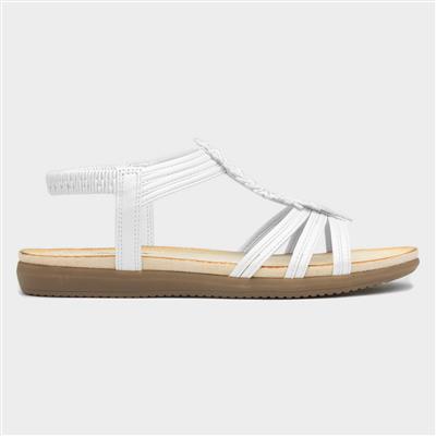 Leaf Womens White Strappy Sandal