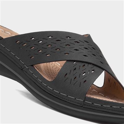 Antigua Womens Black Mule Sandal