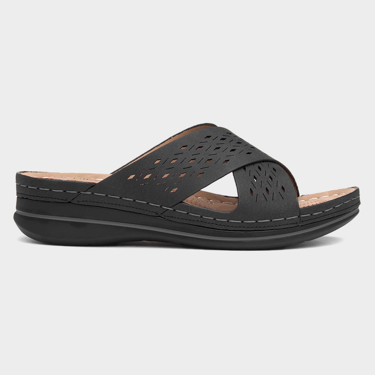 Antigua Womens Black Mule Sandal