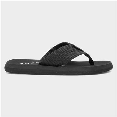 Adios Womens Black Webbing Flip Flop