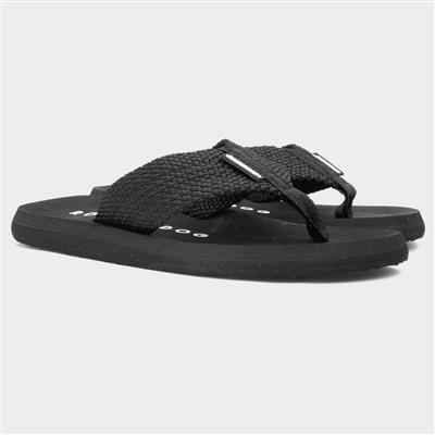 Adios Womens Black Webbing Flip Flop