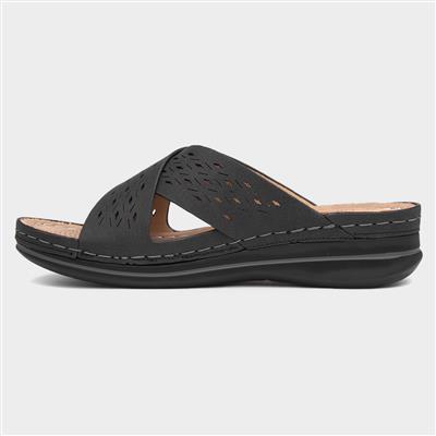 Antigua Womens Black Wedge Mule