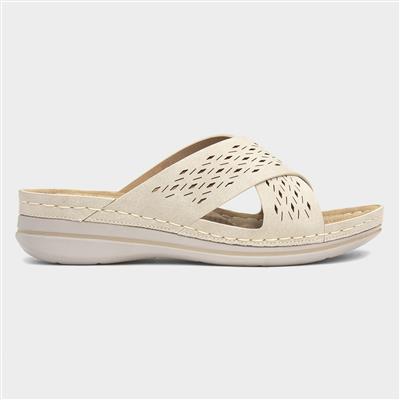 Antigua Womens Beige Mule Sandal