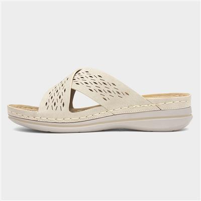 Antigua Womens Beige Mule Sandal